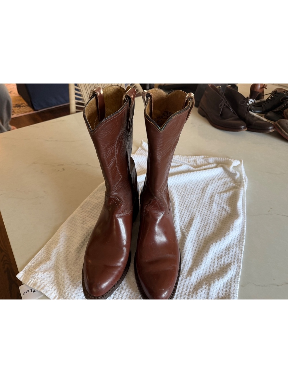 Texas  10 EE wide Western Brown Leather Cowboy Boots Size 10 EE